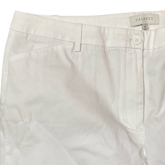 Talbots Classic White Cropped Chino Pants Size 16 Ankle Buttons New with Tag - Picture 7 of 7